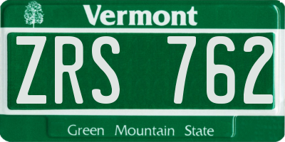 VT license plate ZRS762