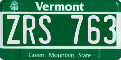 VT license plate ZRS763
