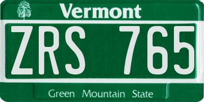 VT license plate ZRS765