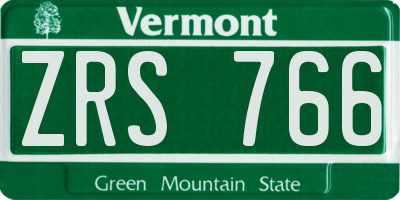 VT license plate ZRS766