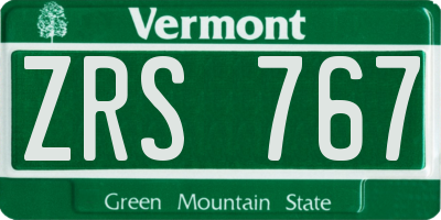 VT license plate ZRS767