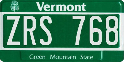 VT license plate ZRS768