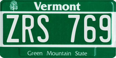 VT license plate ZRS769