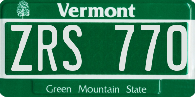 VT license plate ZRS770