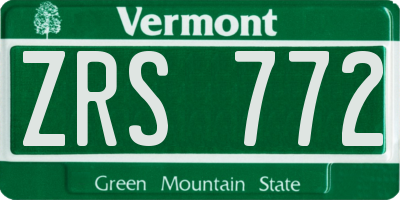 VT license plate ZRS772