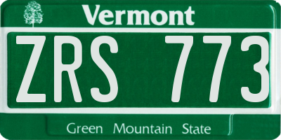 VT license plate ZRS773