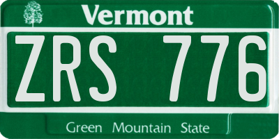 VT license plate ZRS776