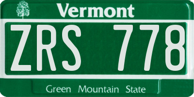 VT license plate ZRS778