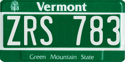 VT license plate ZRS783