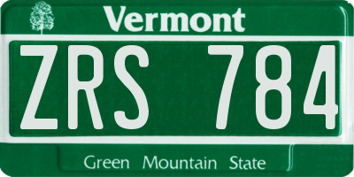 VT license plate ZRS784