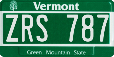 VT license plate ZRS787