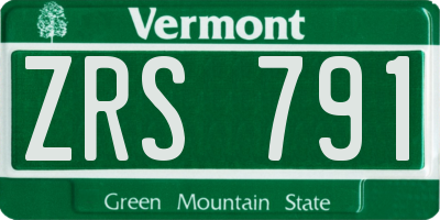 VT license plate ZRS791