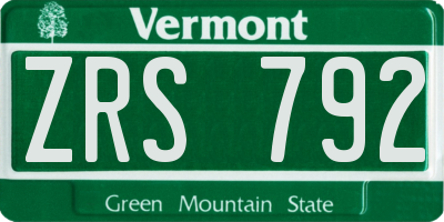 VT license plate ZRS792
