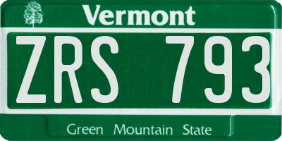 VT license plate ZRS793