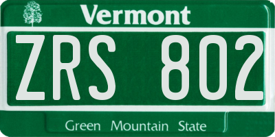 VT license plate ZRS802