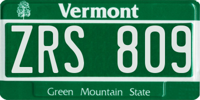 VT license plate ZRS809