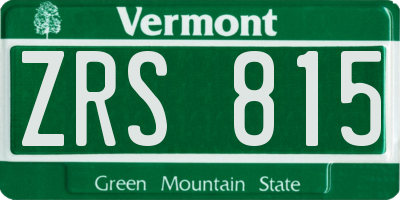 VT license plate ZRS815