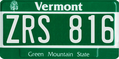 VT license plate ZRS816