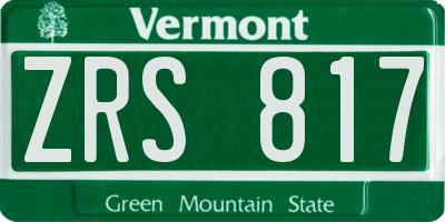 VT license plate ZRS817
