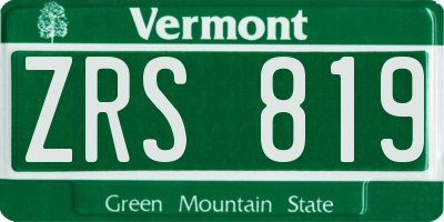 VT license plate ZRS819