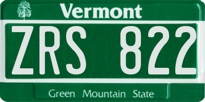 VT license plate ZRS822