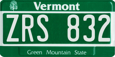 VT license plate ZRS832