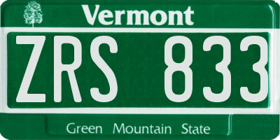 VT license plate ZRS833