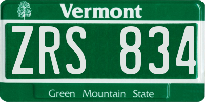 VT license plate ZRS834