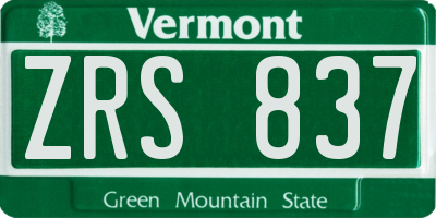 VT license plate ZRS837