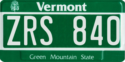 VT license plate ZRS840