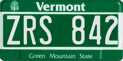 VT license plate ZRS842