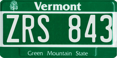 VT license plate ZRS843