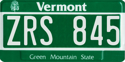 VT license plate ZRS845