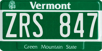 VT license plate ZRS847