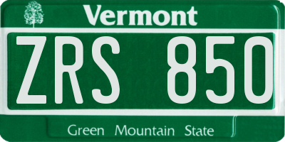 VT license plate ZRS850