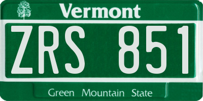 VT license plate ZRS851