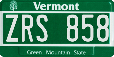 VT license plate ZRS858
