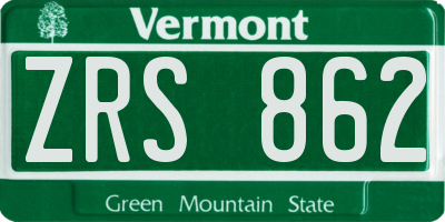 VT license plate ZRS862