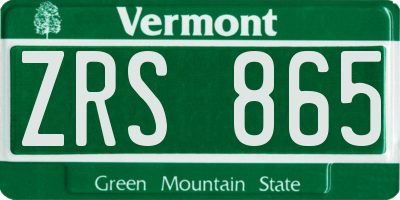 VT license plate ZRS865