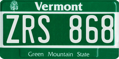 VT license plate ZRS868