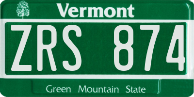 VT license plate ZRS874
