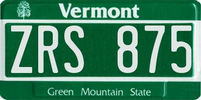 VT license plate ZRS875