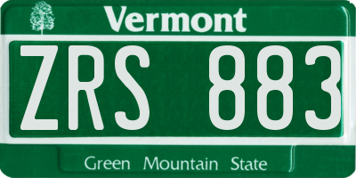 VT license plate ZRS883