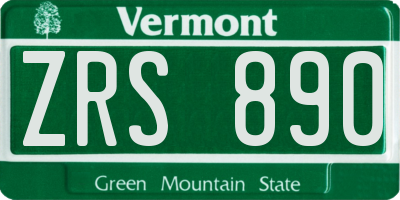 VT license plate ZRS890