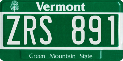 VT license plate ZRS891