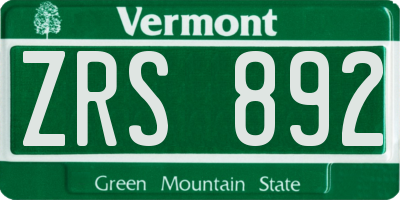 VT license plate ZRS892