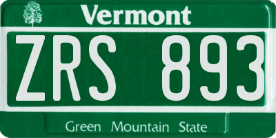 VT license plate ZRS893