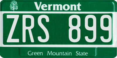VT license plate ZRS899