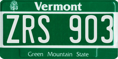 VT license plate ZRS903