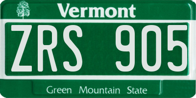 VT license plate ZRS905